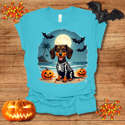 Printify T-Shirt 122_Dachshund Skeleton Halloween Unisex Jersey Short Sleeve Tee