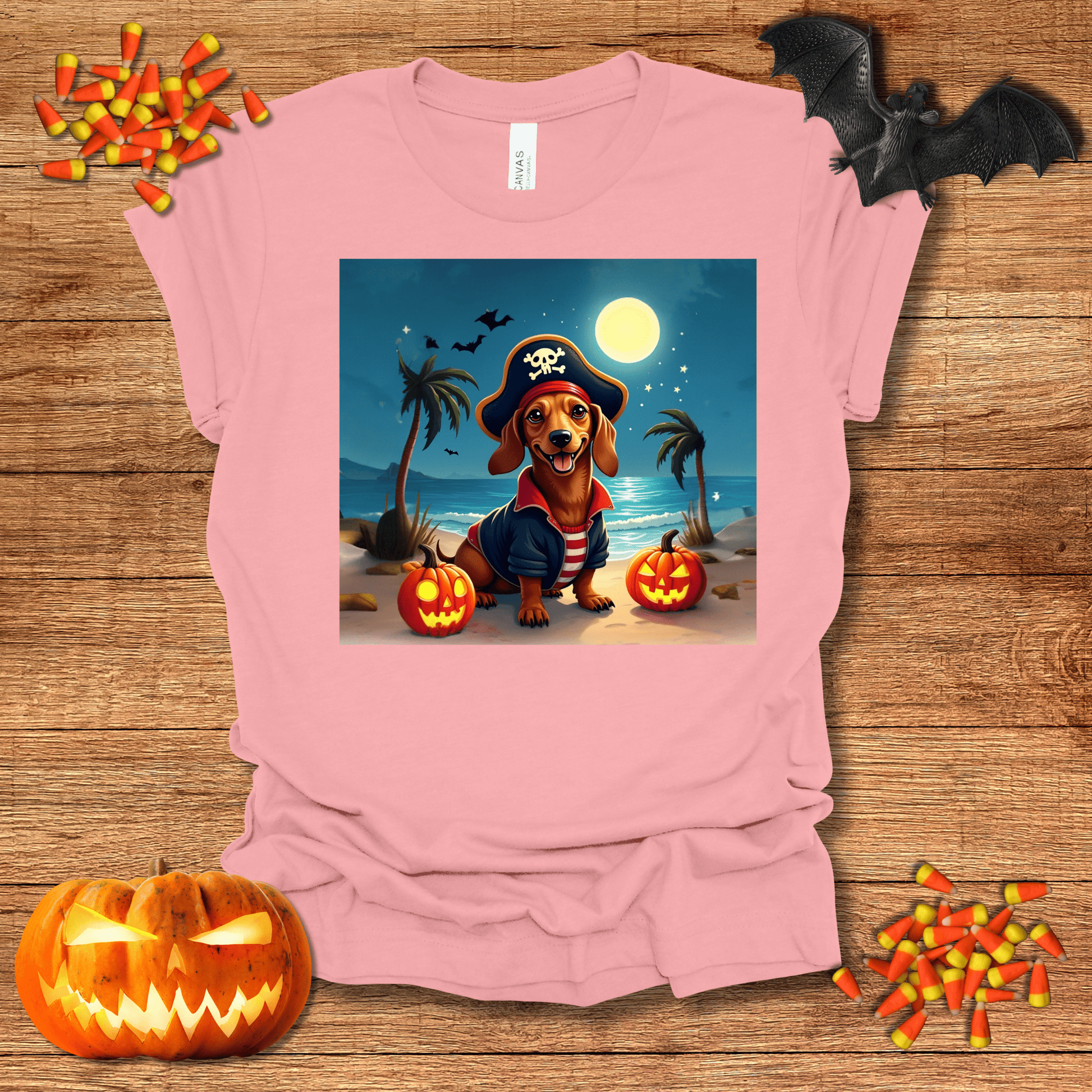 Printify T-Shirt 124_Dachshund Pirate Halloween Unisex Jersey Short Sleeve Tee