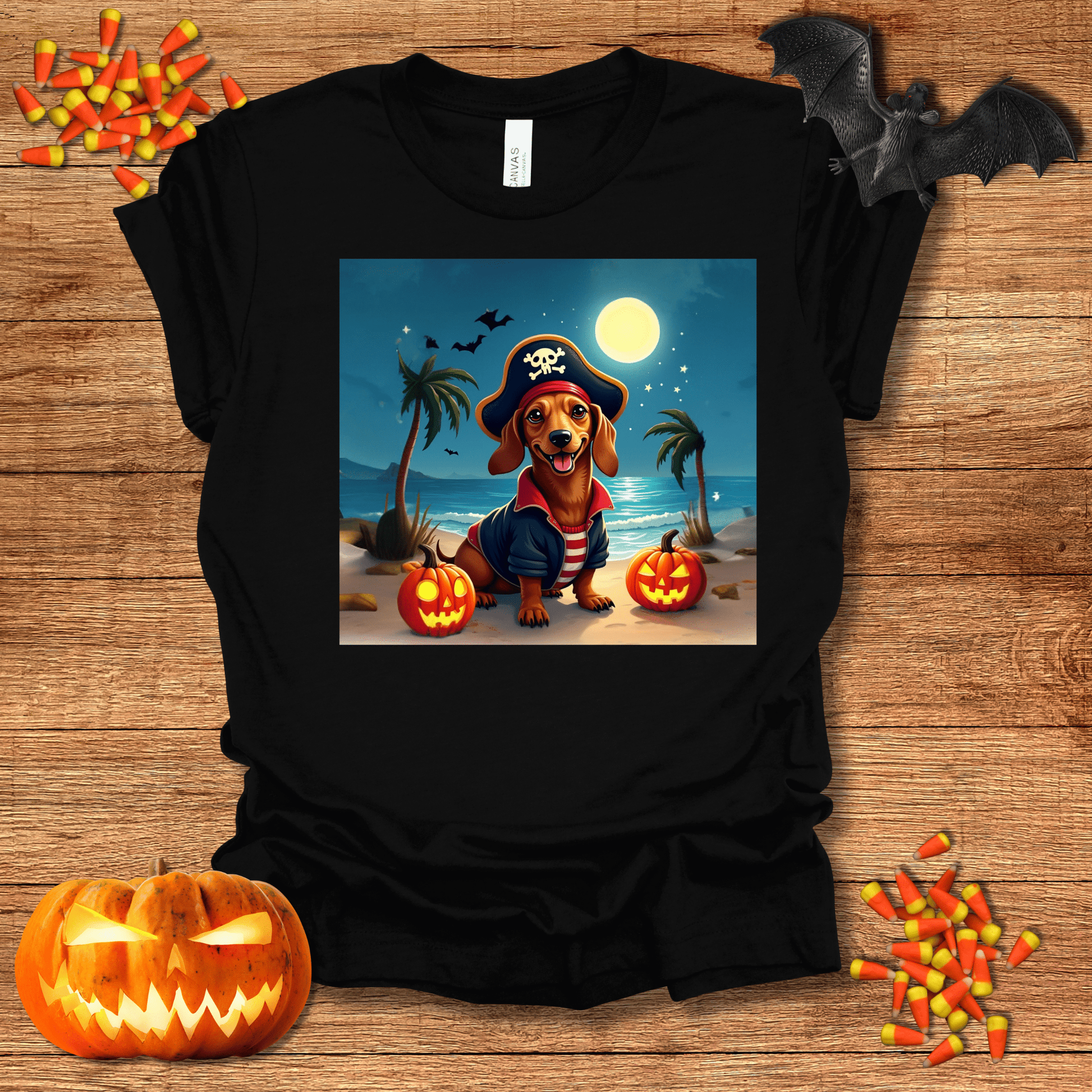 Printify T-Shirt 124_Dachshund Pirate Halloween Unisex Jersey Short Sleeve Tee