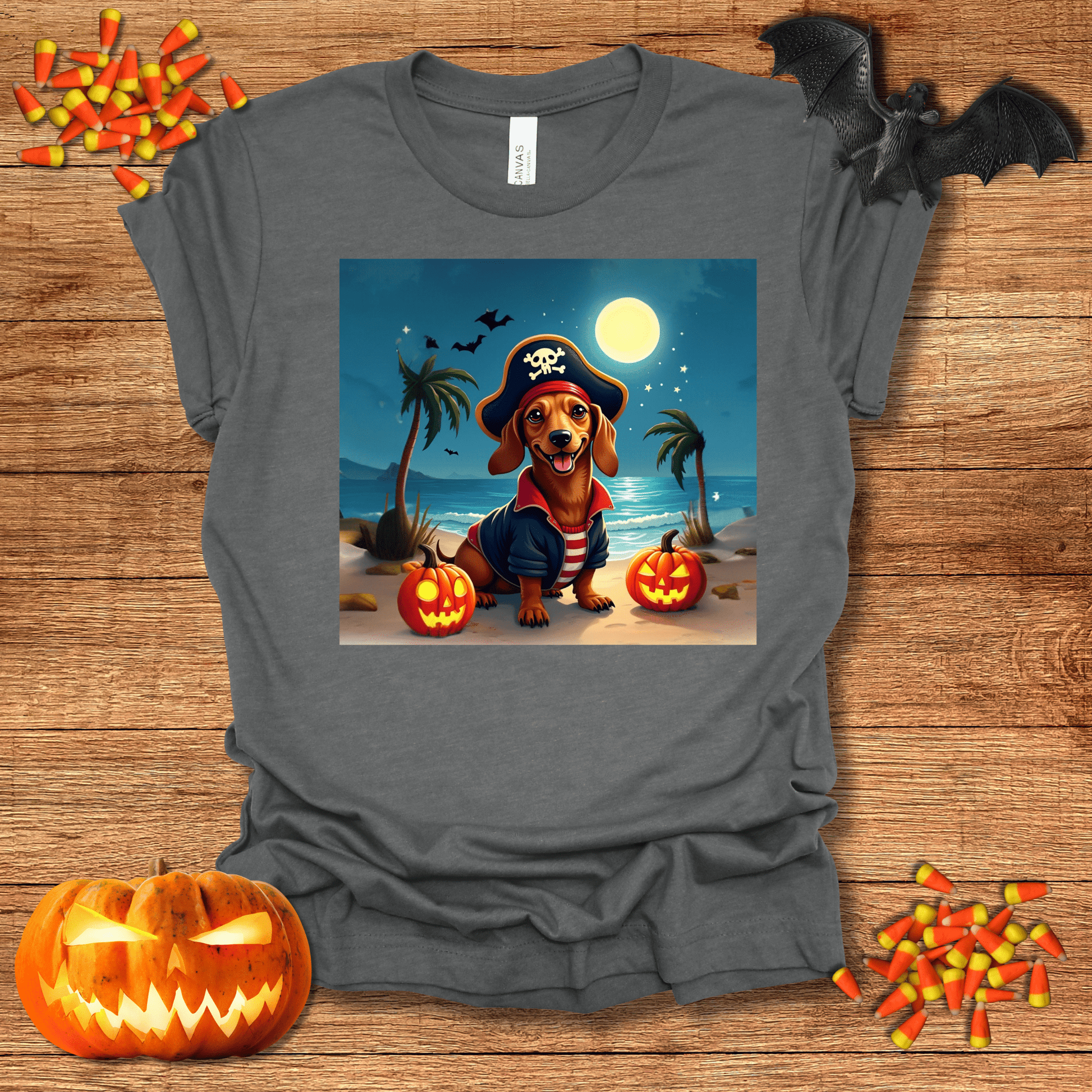 Printify T-Shirt 124_Dachshund Pirate Halloween Unisex Jersey Short Sleeve Tee