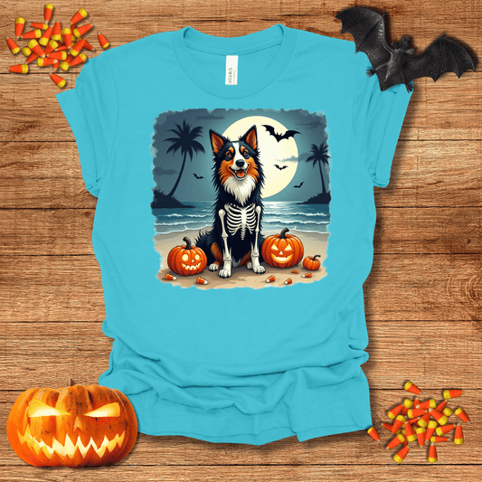 Printify T-Shirt 125_Collie Skeleton Halloween Unisex Jersey Short Sleeve Tee