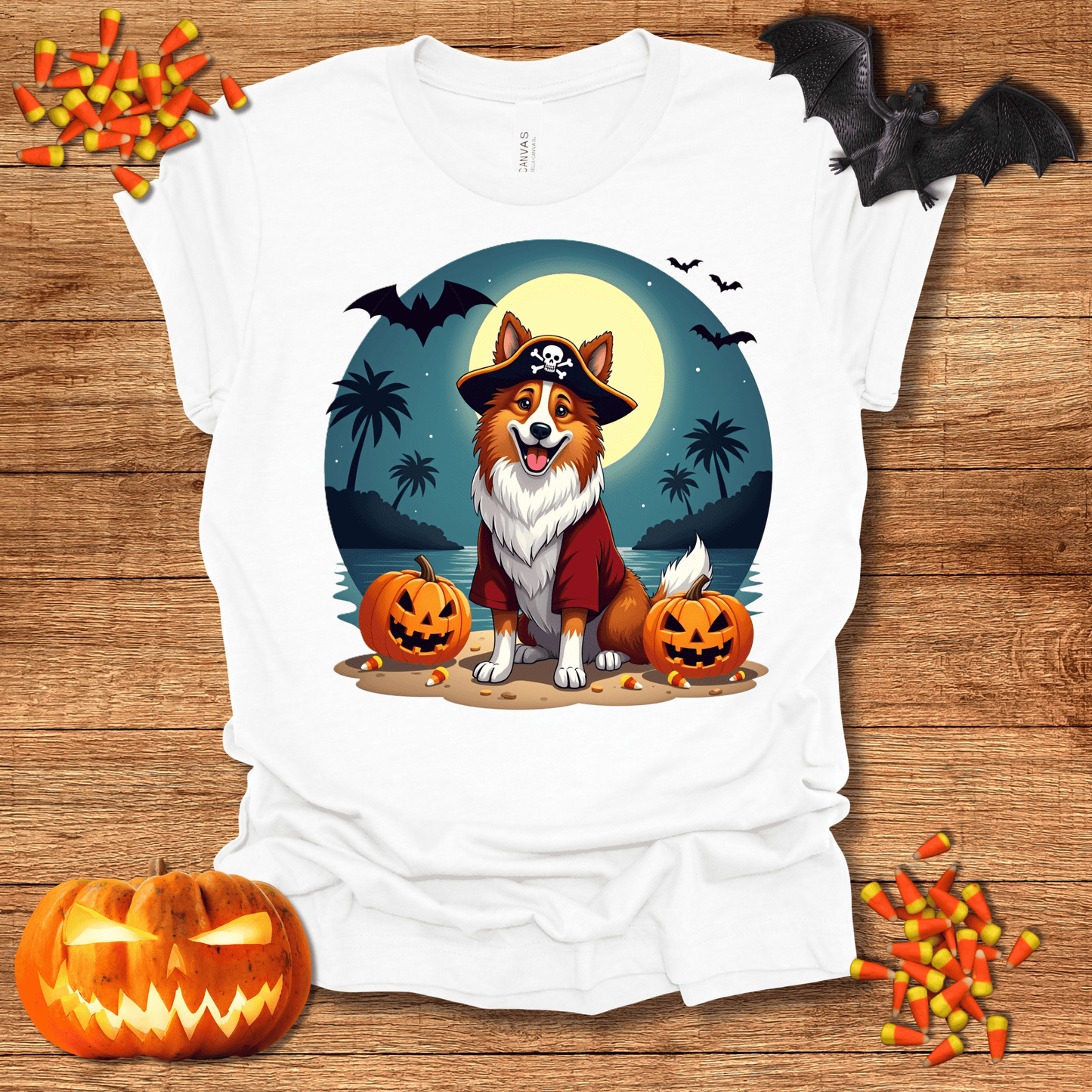 Printify T-Shirt 126_Collie Pirate Halloween Unisex Jersey Short Sleeve Tee