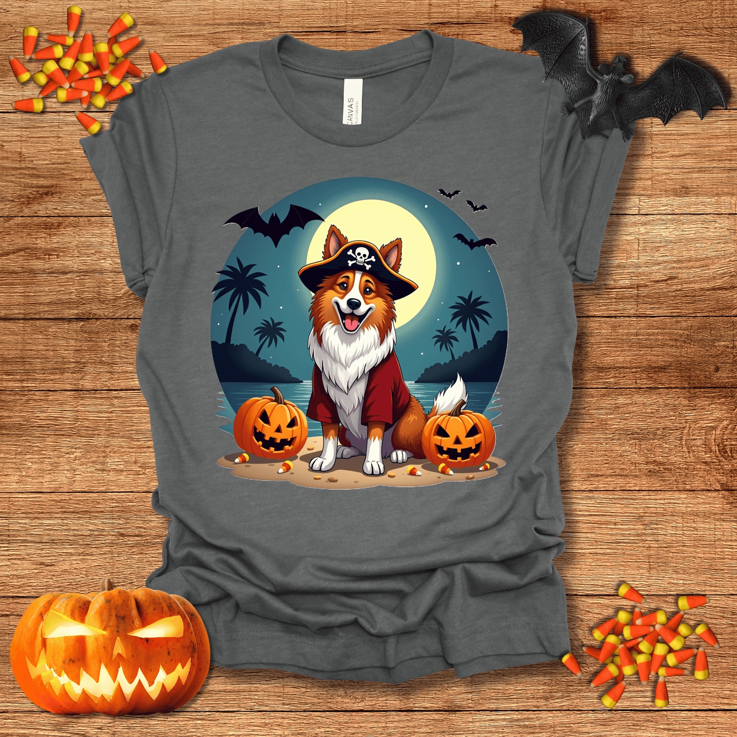 Printify T-Shirt 126_Collie Pirate Halloween Unisex Jersey Short Sleeve Tee