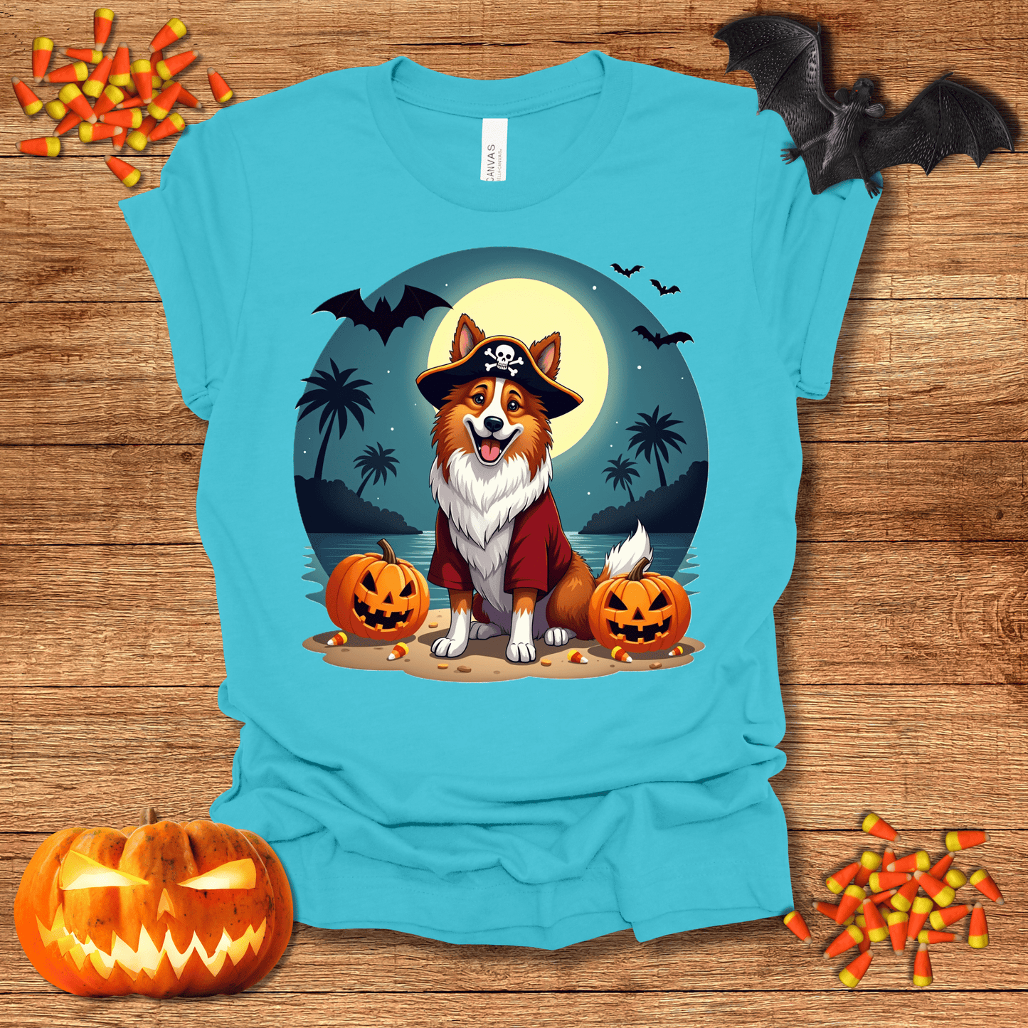 Printify T-Shirt 126_Collie Pirate Halloween Unisex Jersey Short Sleeve Tee