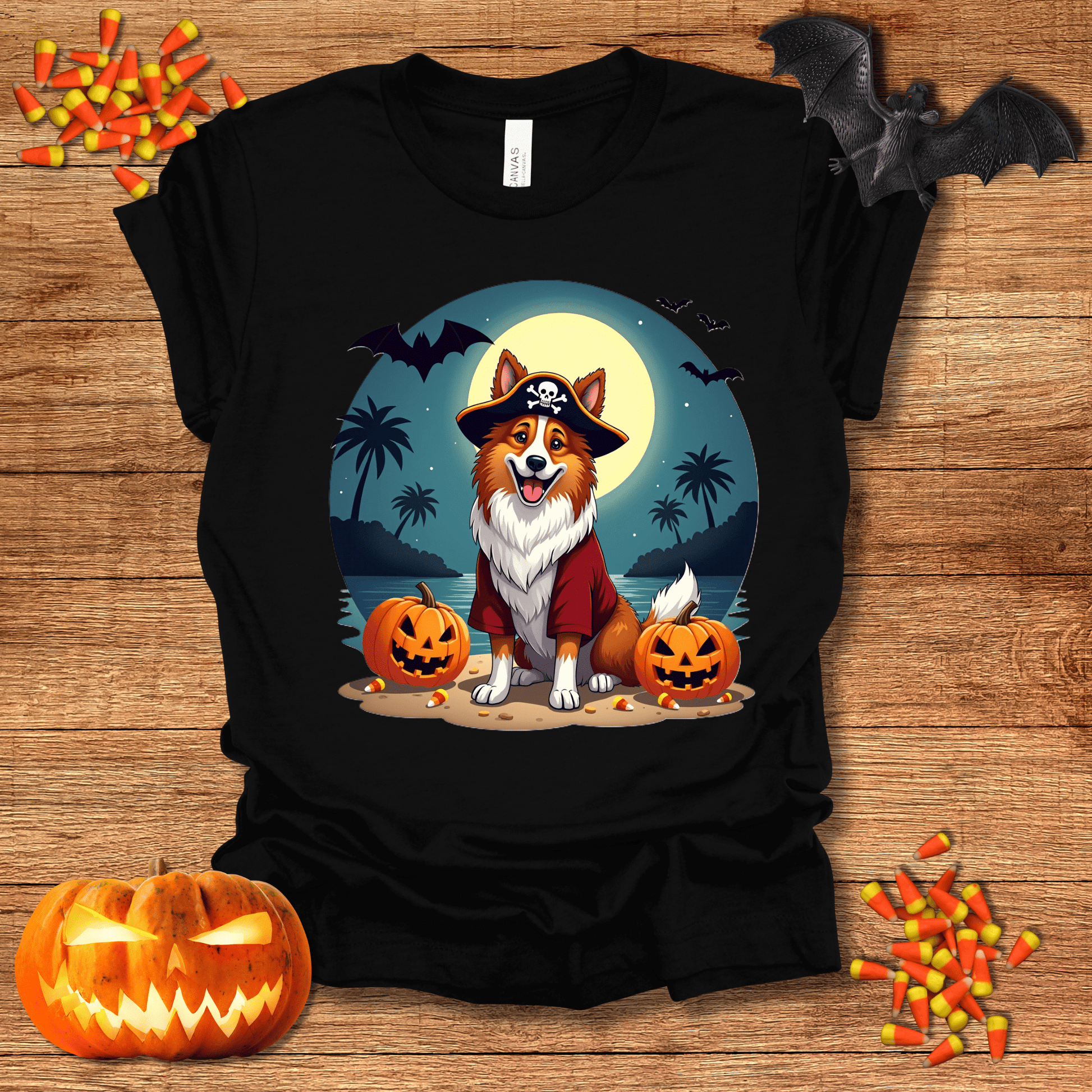 Printify T-Shirt 126_Collie Pirate Halloween Unisex Jersey Short Sleeve Tee