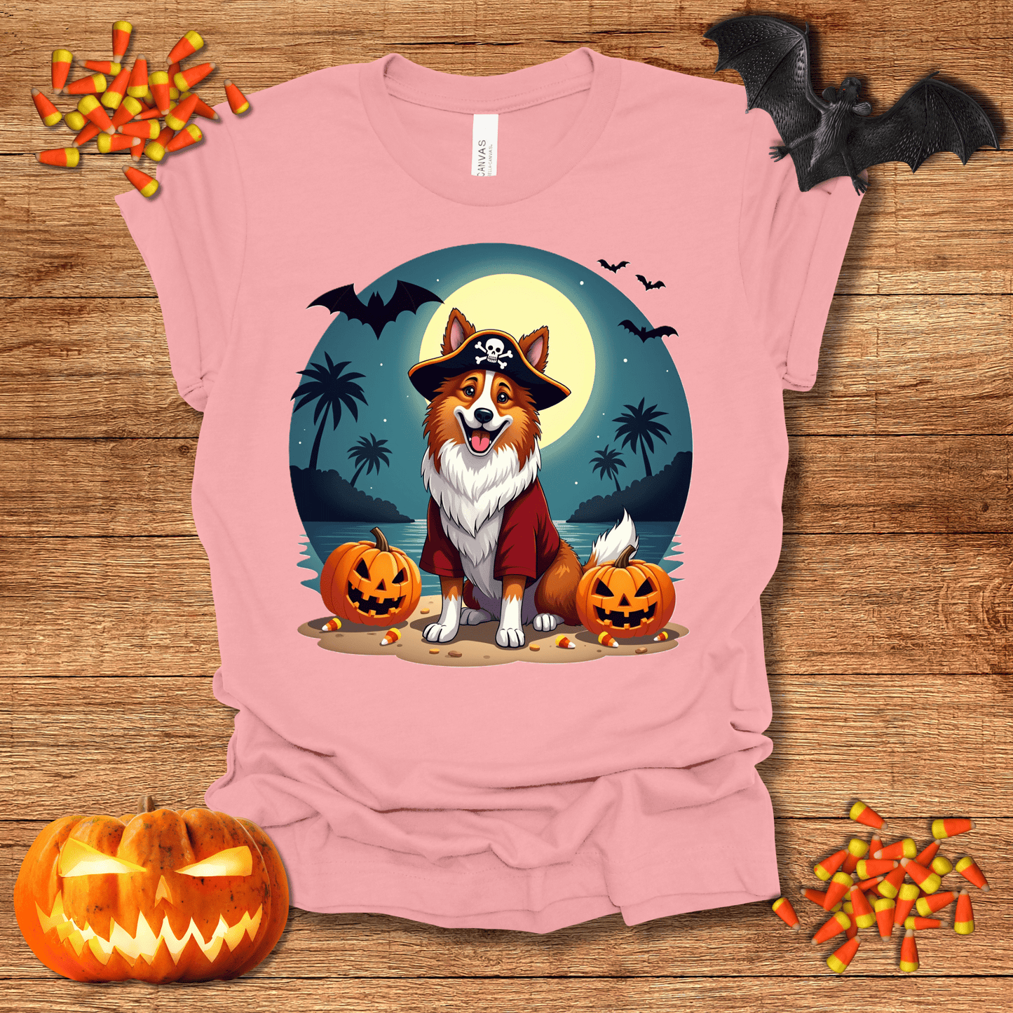 Printify T-Shirt 126_Collie Pirate Halloween Unisex Jersey Short Sleeve Tee