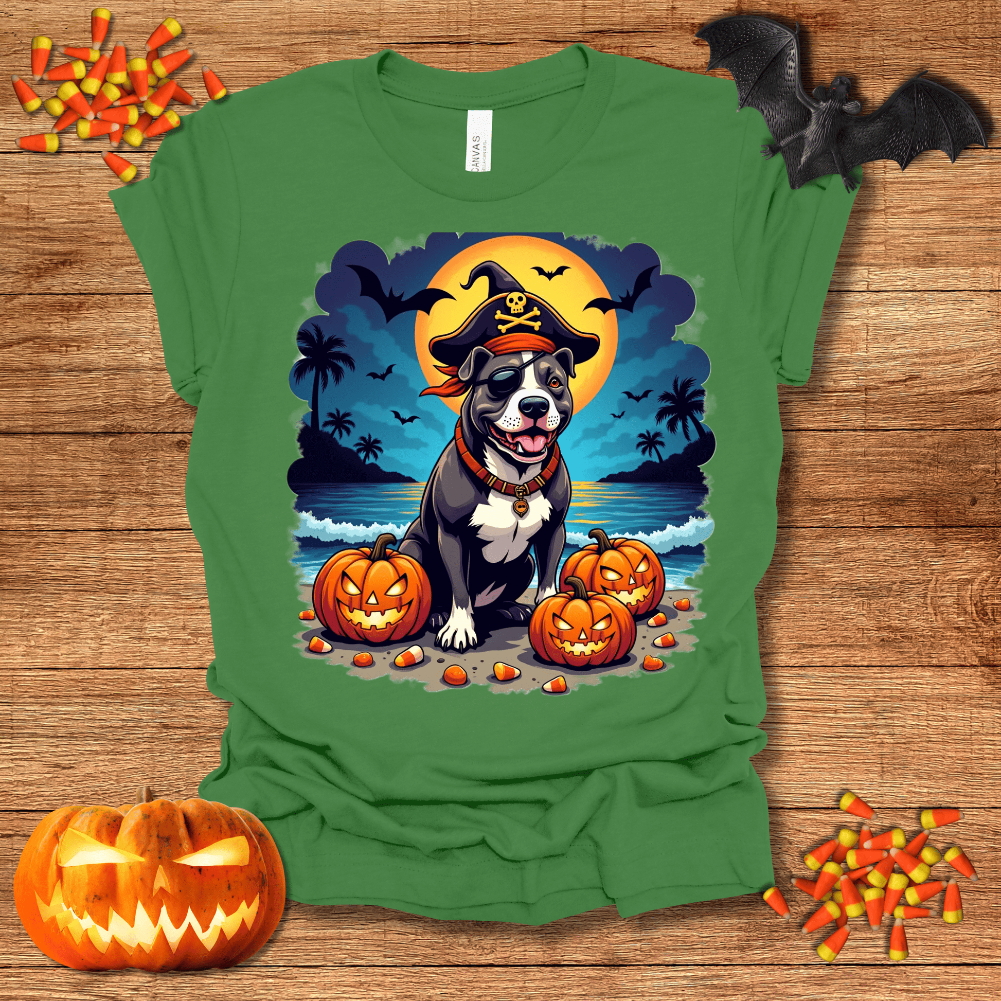 Printify T-Shirt 129_Pit Bull Pirate Halloween Unisex Jersey Short Sleeve Tee