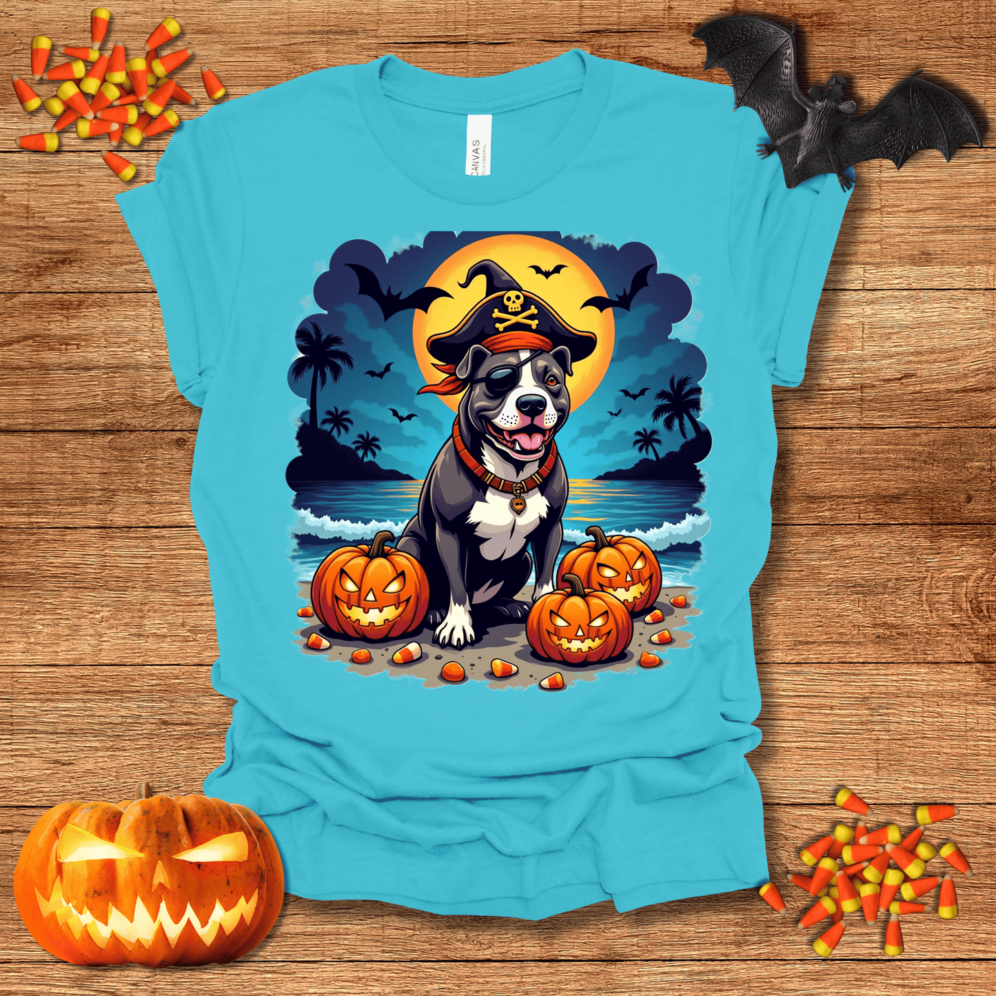 Printify T-Shirt 129_Pit Bull Pirate Halloween Unisex Jersey Short Sleeve Tee