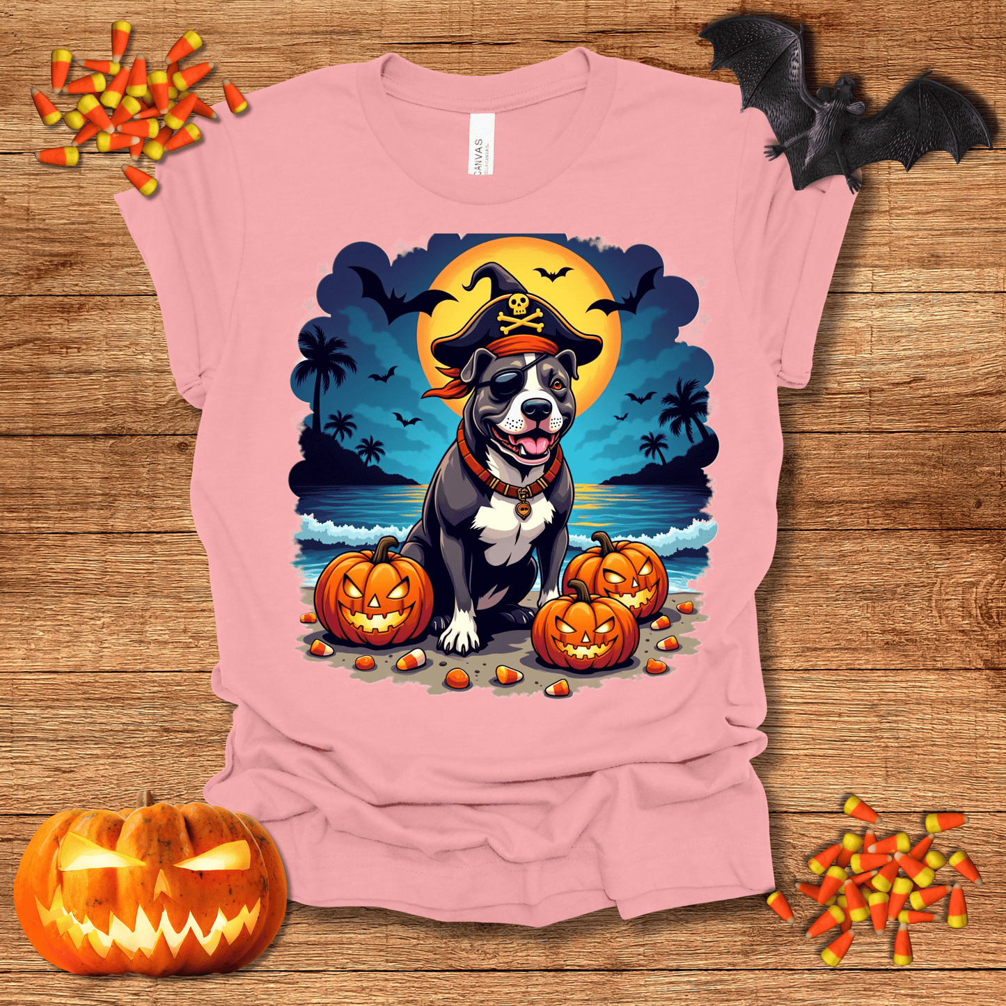 Printify T-Shirt 129_Pit Bull Pirate Halloween Unisex Jersey Short Sleeve Tee