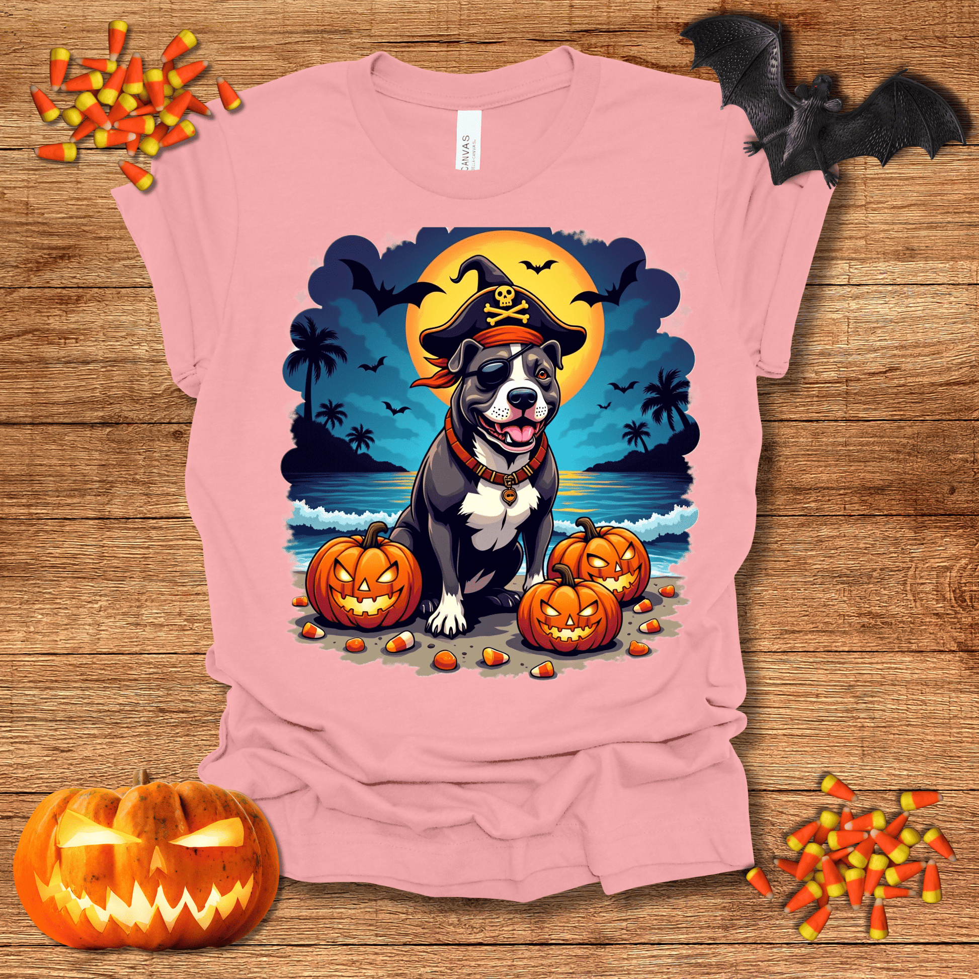 Printify T-Shirt 129_Pit Bull Pirate Halloween Unisex Jersey Short Sleeve Tee