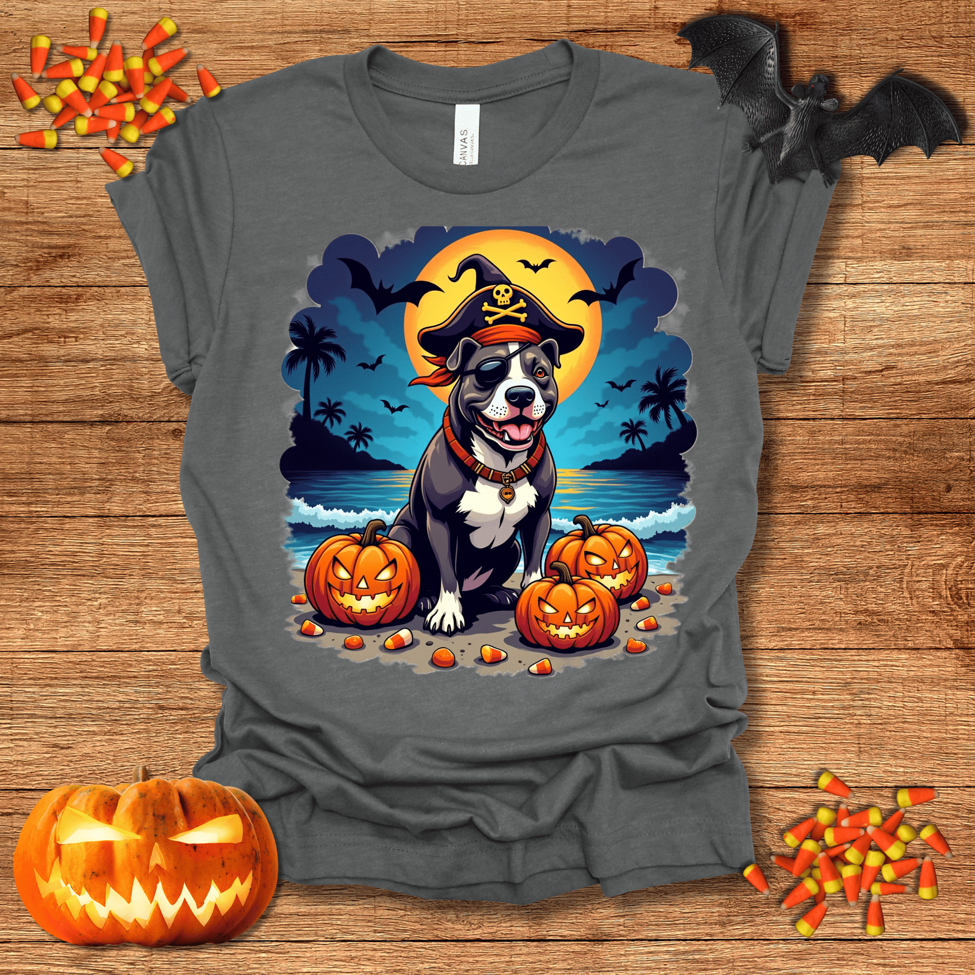 Printify T-Shirt 129_Pit Bull Pirate Halloween Unisex Jersey Short Sleeve Tee