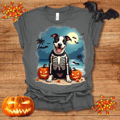 Printify T-Shirt 130_Pit Bull Skeleton Halloween Unisex Jersey Short Sleeve Tee