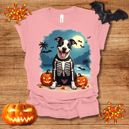 Printify T-Shirt 130_Pit Bull Skeleton Halloween Unisex Jersey Short Sleeve Tee