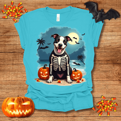 Printify T-Shirt 130_Pit Bull Skeleton Halloween Unisex Jersey Short Sleeve Tee