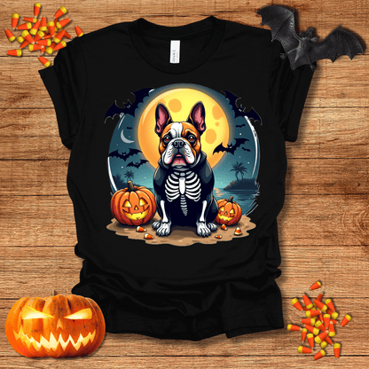 Printify T-Shirt 134_English Bulldog Skeleton Halloween Unisex Jersey Short Sleeve Tee