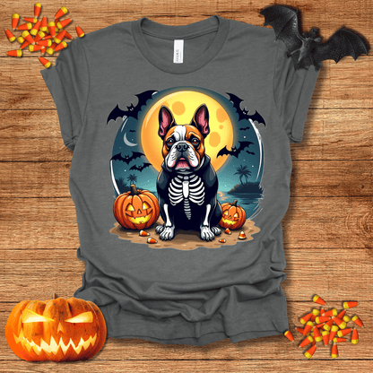 Printify T-Shirt 134_English Bulldog Skeleton Halloween Unisex Jersey Short Sleeve Tee