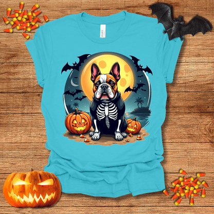 Printify T-Shirt 134_English Bulldog Skeleton Halloween Unisex Jersey Short Sleeve Tee