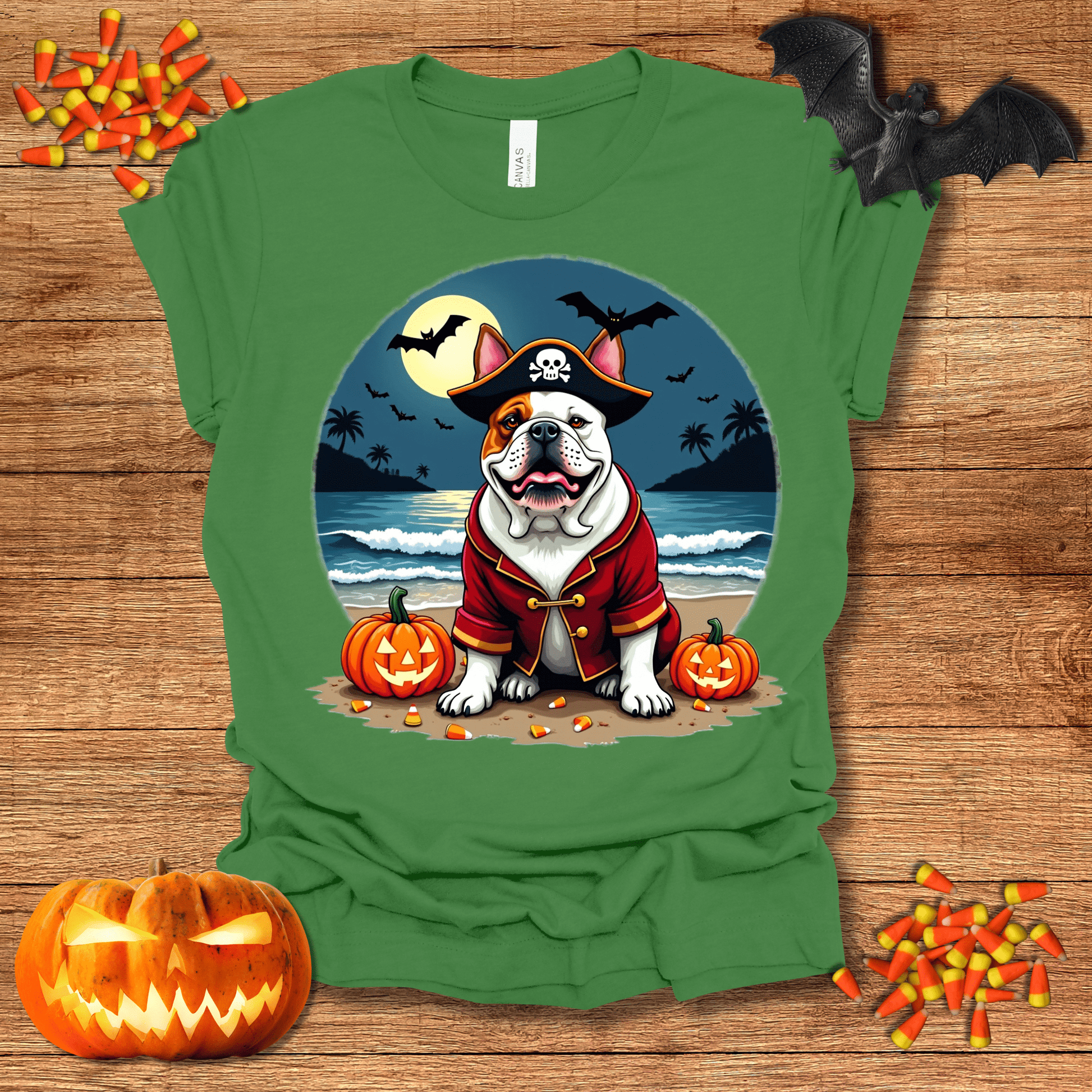 Printify T-Shirt 135_English Bulldog Pirate Halloween Unisex Jersey Short Sleeve Tee