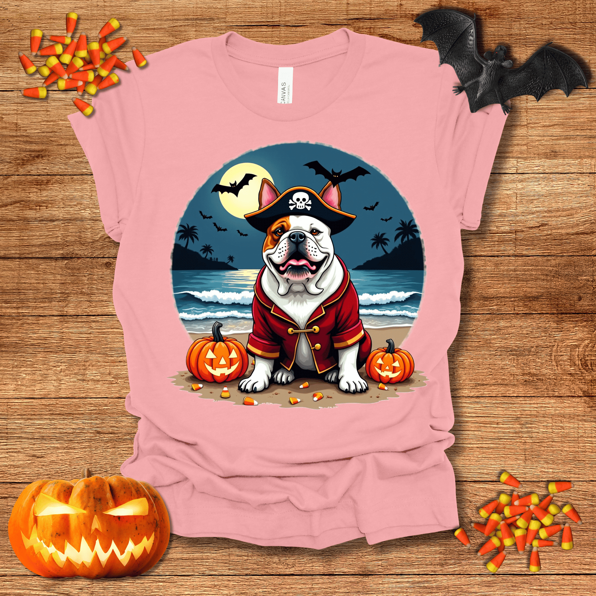 Printify T-Shirt 135_English Bulldog Pirate Halloween Unisex Jersey Short Sleeve Tee