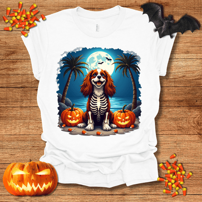 Printify T-Shirt 138_King Charles Spaniel Skeleton Halloween Unisex Jersey Short Sleeve Tee