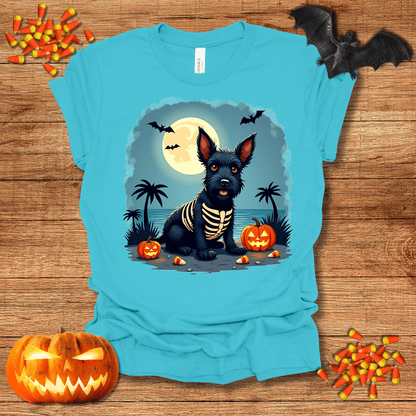 Printify T-Shirt 140_Scotch Terrier Skeleton Halloween Unisex Jersey Short Sleeve Tee