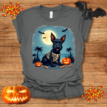 Printify T-Shirt 140_Scotch Terrier Skeleton Halloween Unisex Jersey Short Sleeve Tee