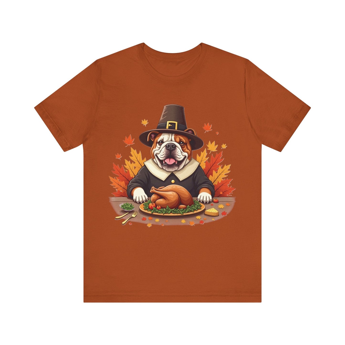 Printify T-Shirt Autumn / S 147_Thanksgiving English Bulldog Tee