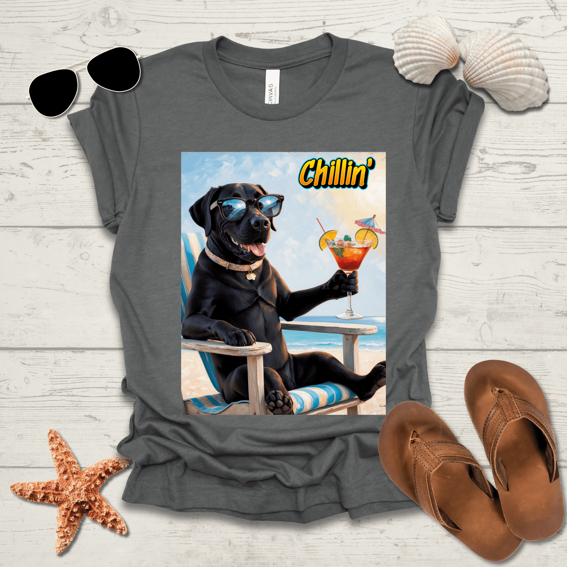 Printify T-Shirt Black Lab Chillin' Unisex Short Sleeve Tee