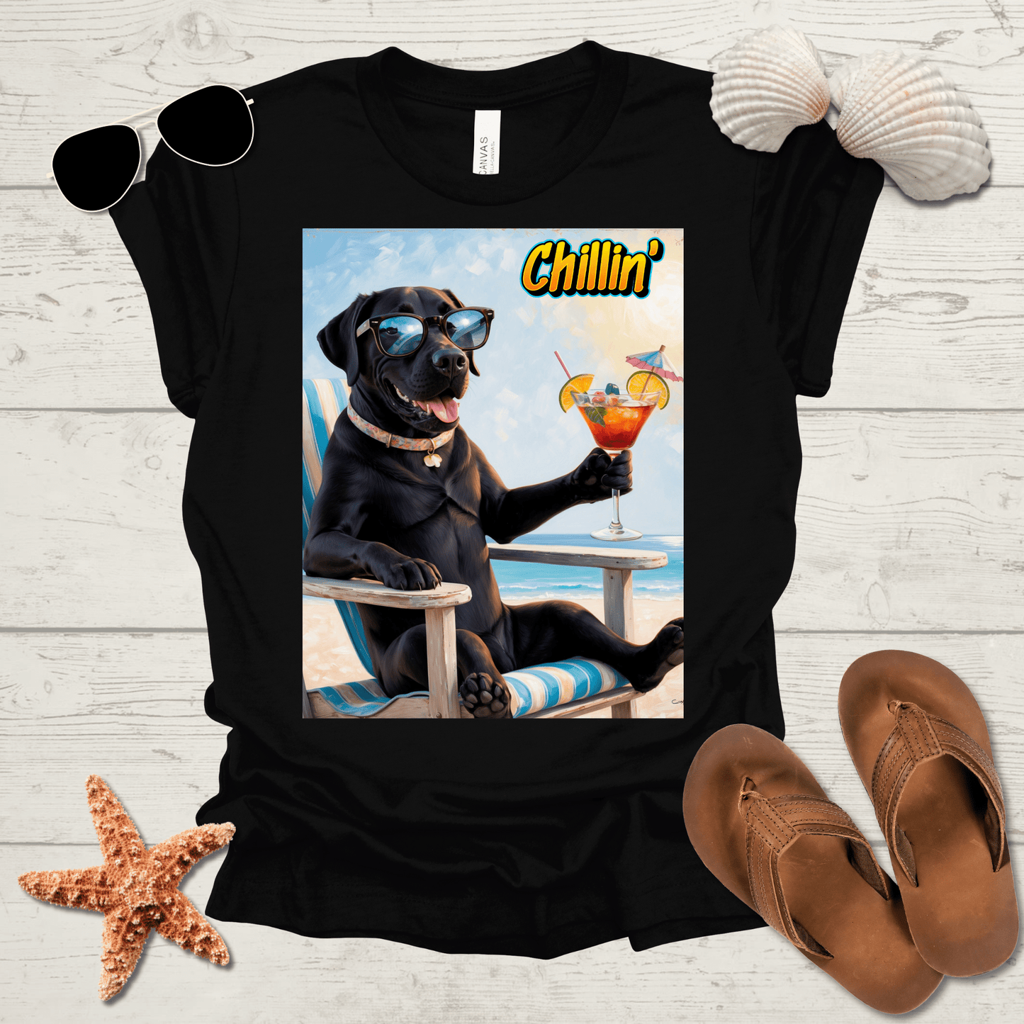 Printify T-Shirt Black Lab Chillin' Unisex Short Sleeve Tee