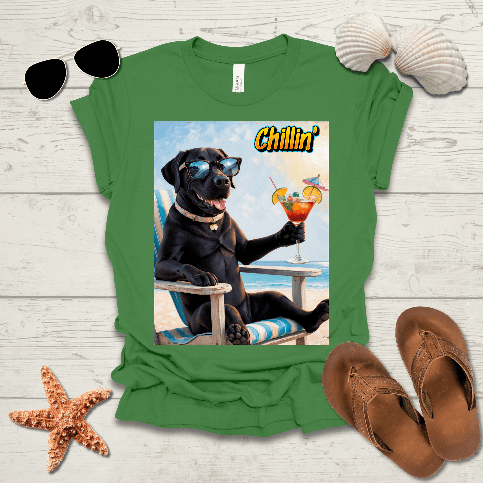 Printify T-Shirt Black Lab Chillin' Unisex Short Sleeve Tee