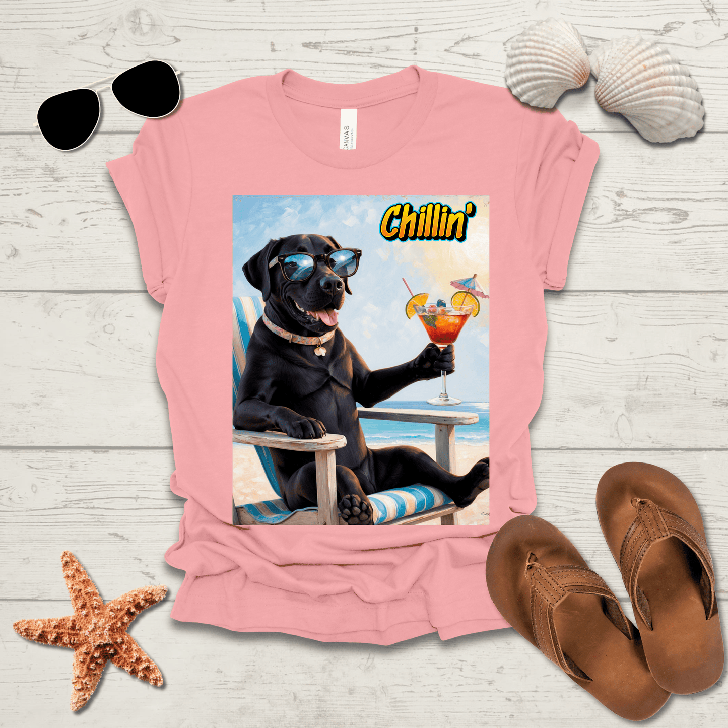 Printify T-Shirt Black Lab Chillin' Unisex Short Sleeve Tee