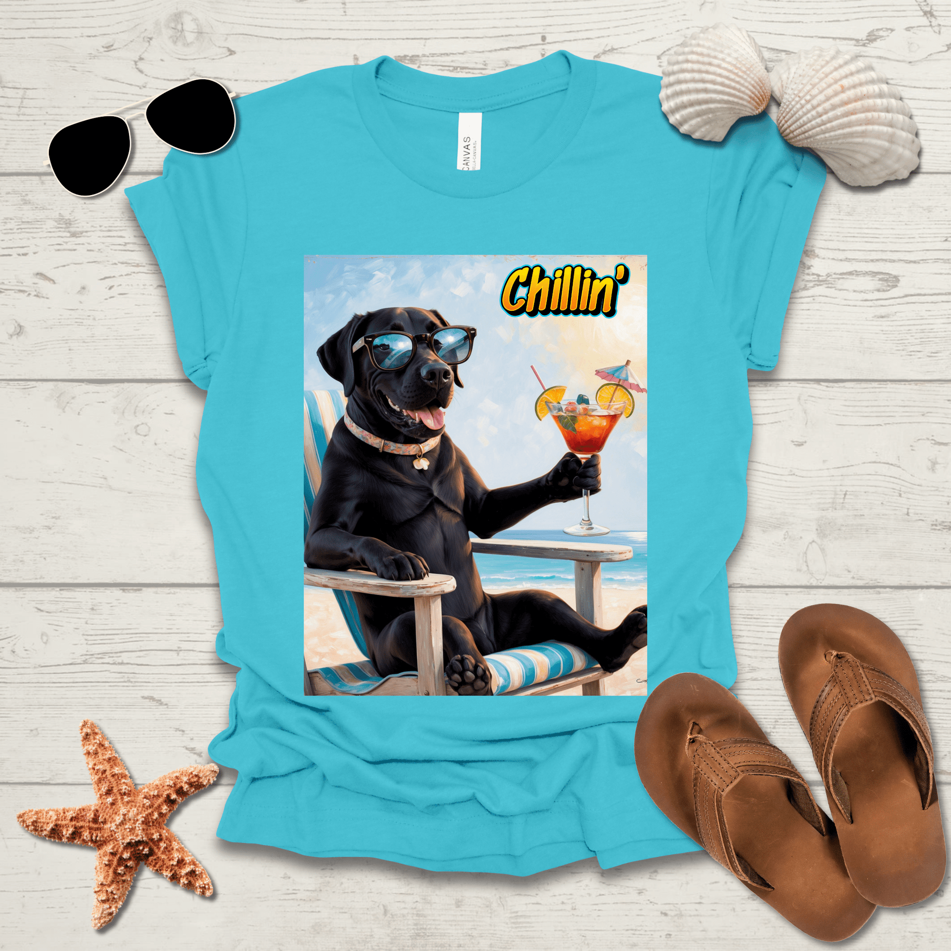 Printify T-Shirt Black Lab Chillin' Unisex Short Sleeve Tee