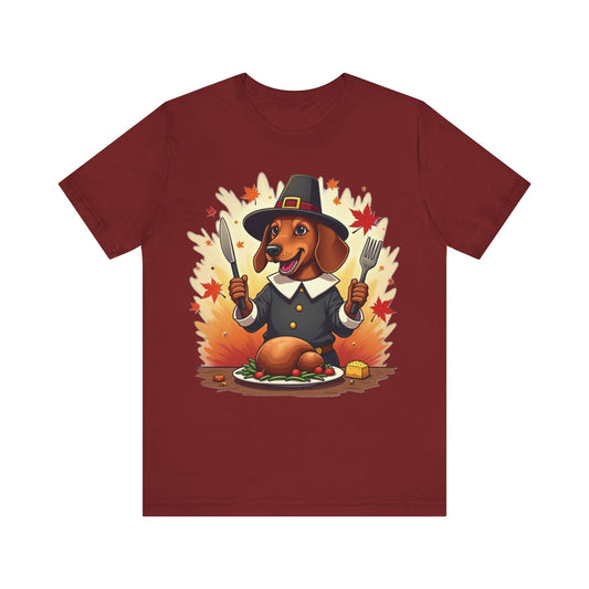 Printify T-Shirt Cardinal / S 146_Thanksgiving Dachshund Tee