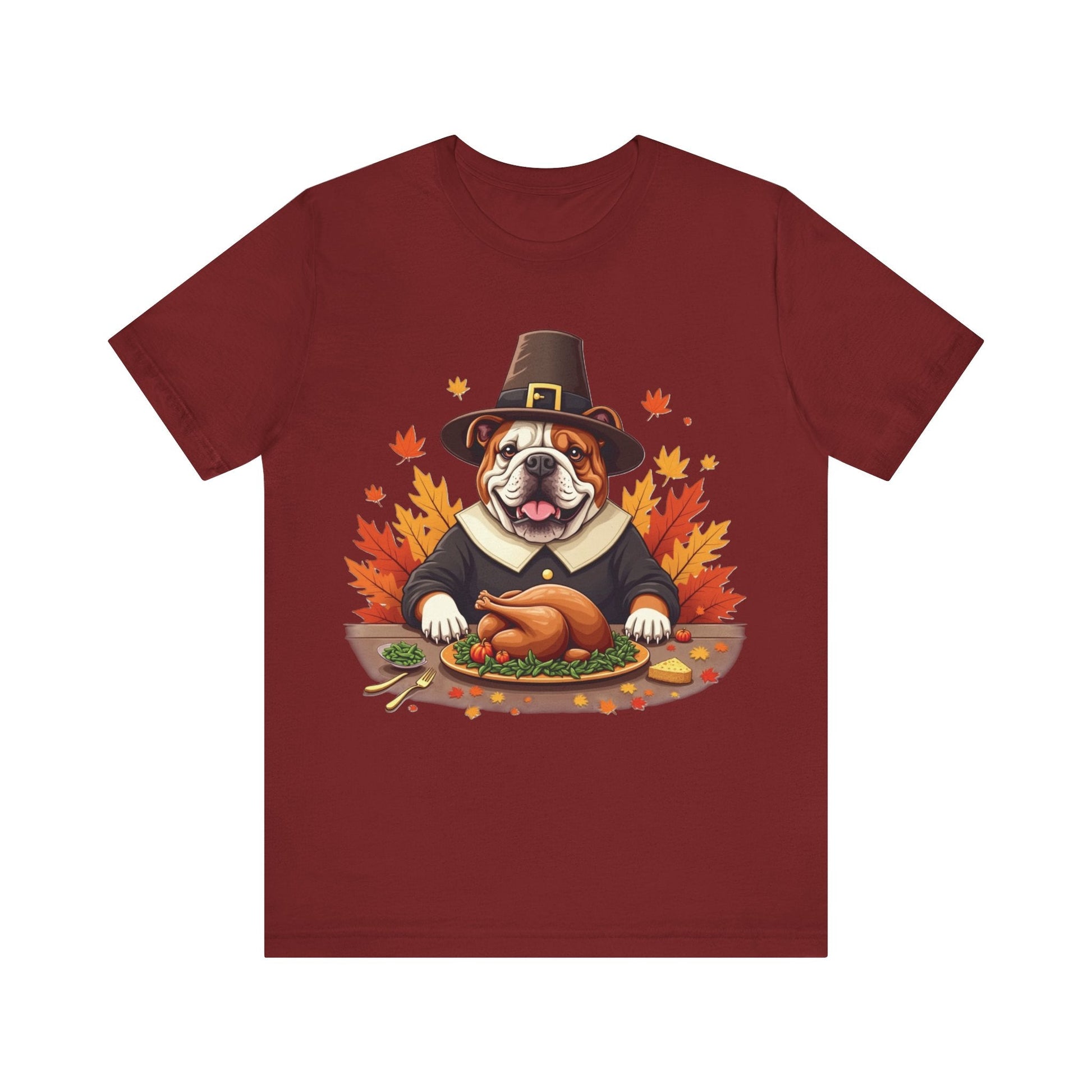 Printify T-Shirt Cardinal / S 147_Thanksgiving English Bulldog Tee