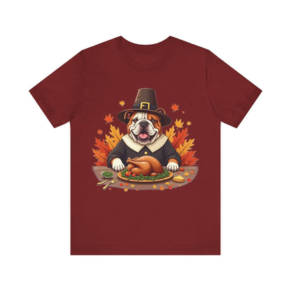 Printify T-Shirt Cardinal / S 147_Thanksgiving English Bulldog Tee