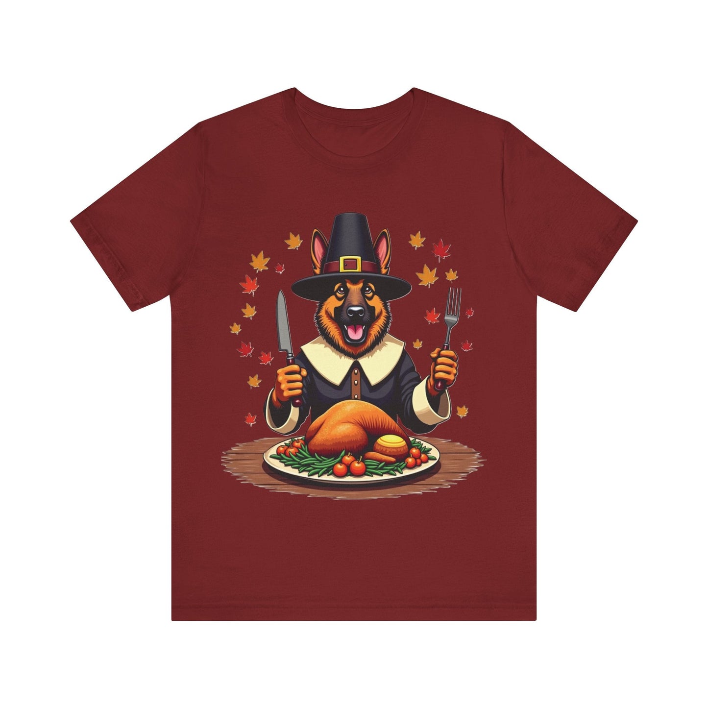 Printify T-Shirt Cardinal / S 150_Thanksgiving German Shepherd Tee