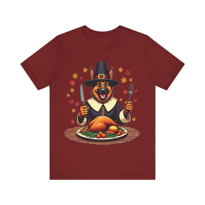 Printify T-Shirt Cardinal / S 150_Thanksgiving German Shepherd Tee