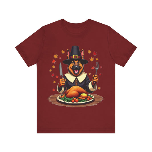 Printify T-Shirt Cardinal / S 150_Thanksgiving German Shepherd Tee