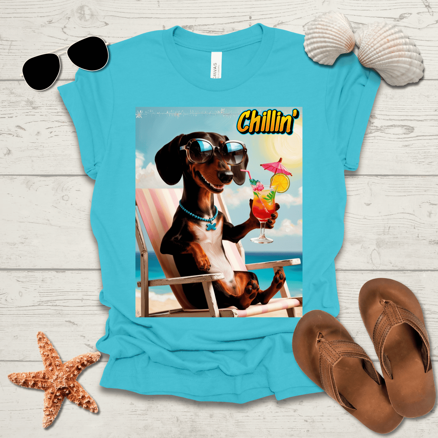 Printify T-Shirt Daschund Chillin' Unisex Short Sleeve Tee