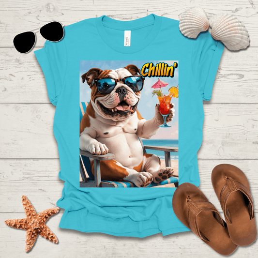 Printify T-Shirt English Bulldog Chillin' Unisex Short Sleeve Tee