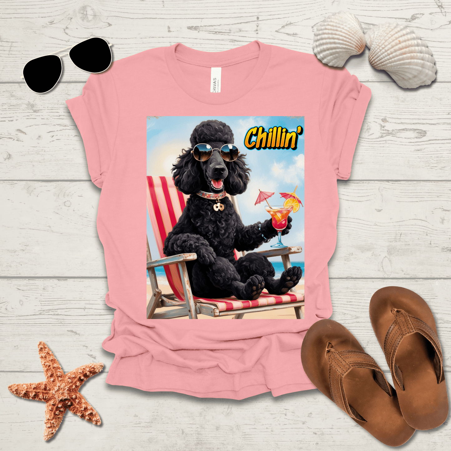 Printify T-Shirt French Poodle Chillin' Unisex Short Sleeve Tee