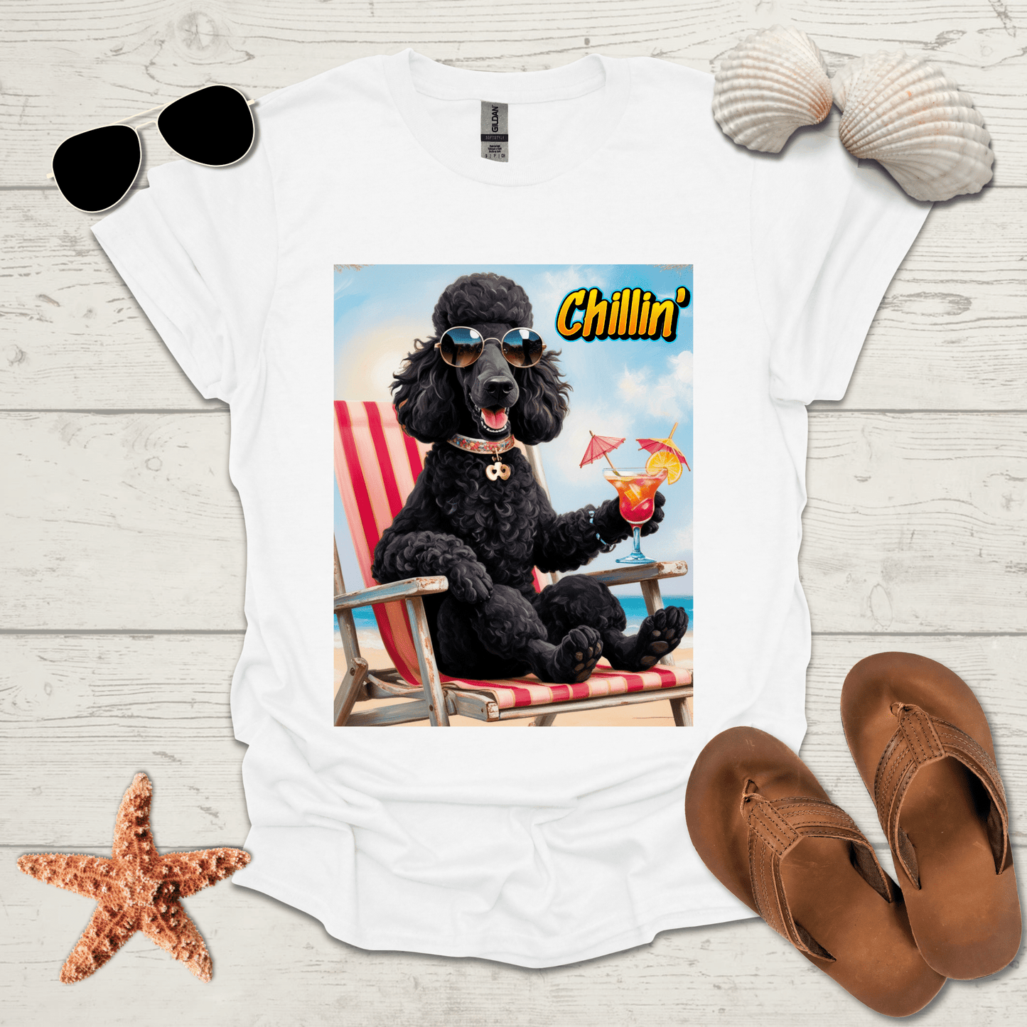 Printify T-Shirt French Poodle Chillin' Unisex Short Sleeve Tee