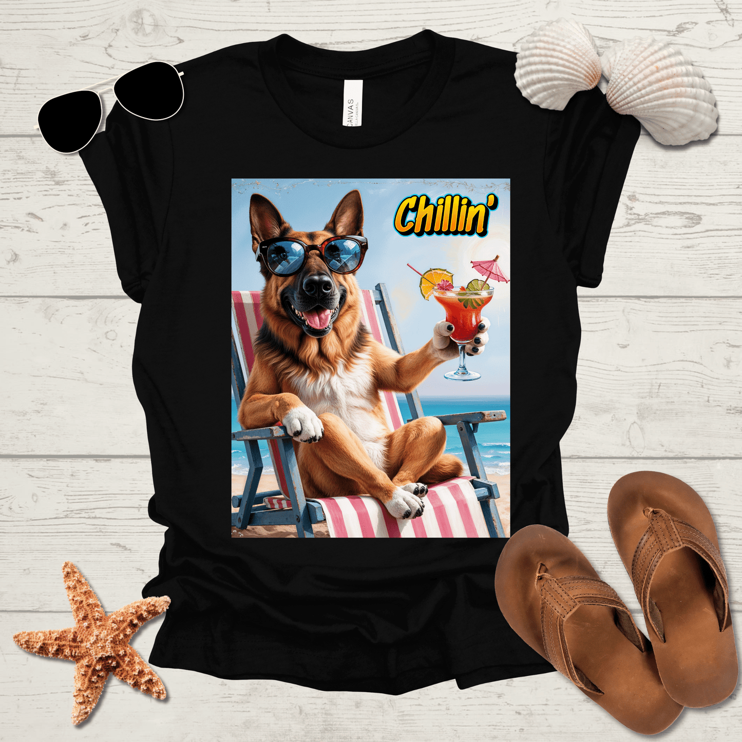 Printify T-Shirt German Shepherd Chillin' Unisex Short Sleeve Tee