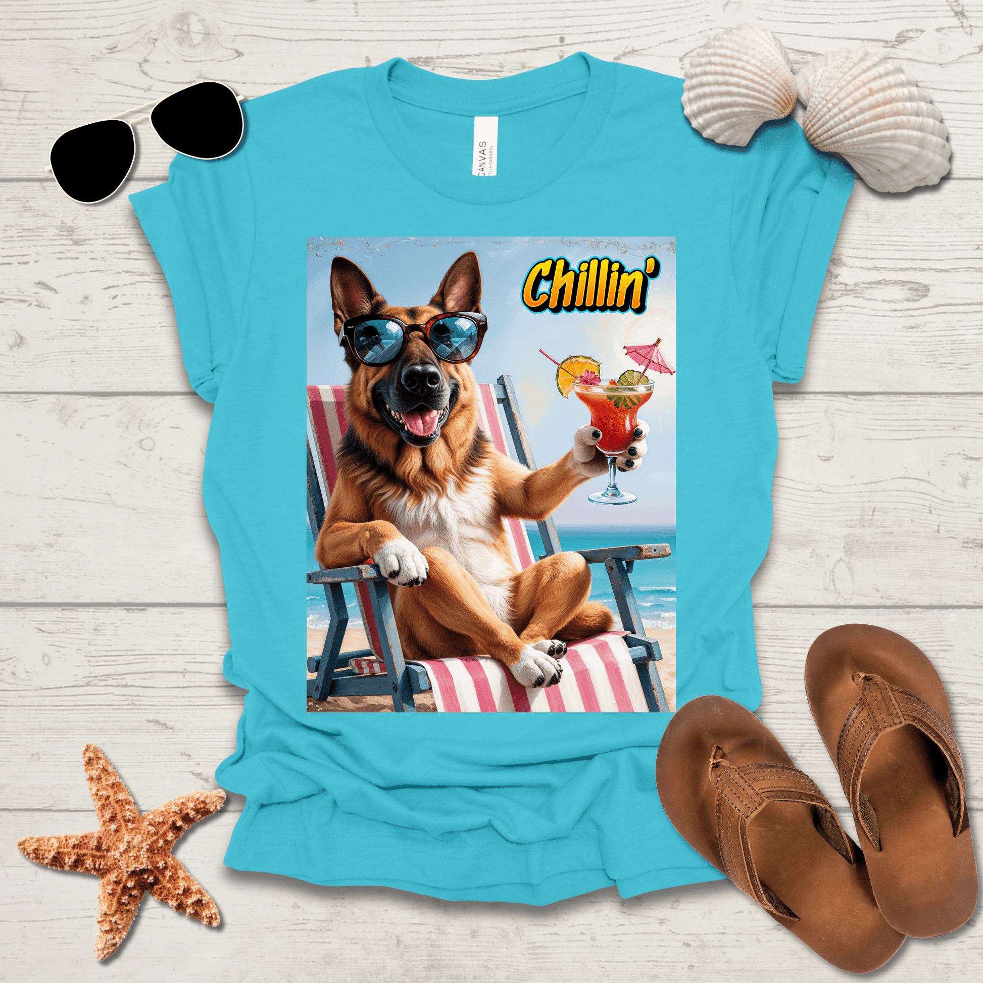 Printify T-Shirt German Shepherd Chillin' Unisex Short Sleeve Tee