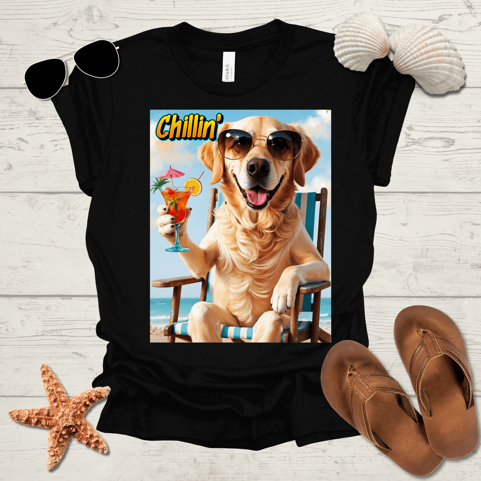 Printify T-Shirt Golden Retriever Chillin' Unisex Jersey Short Sleeve Tee