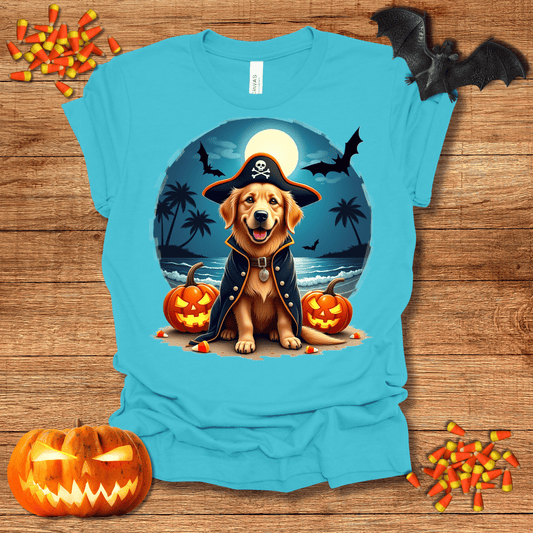 Printify T-Shirt Golden Retriever Pirate Halloween Unisex Jersey Short Sleeve Tee