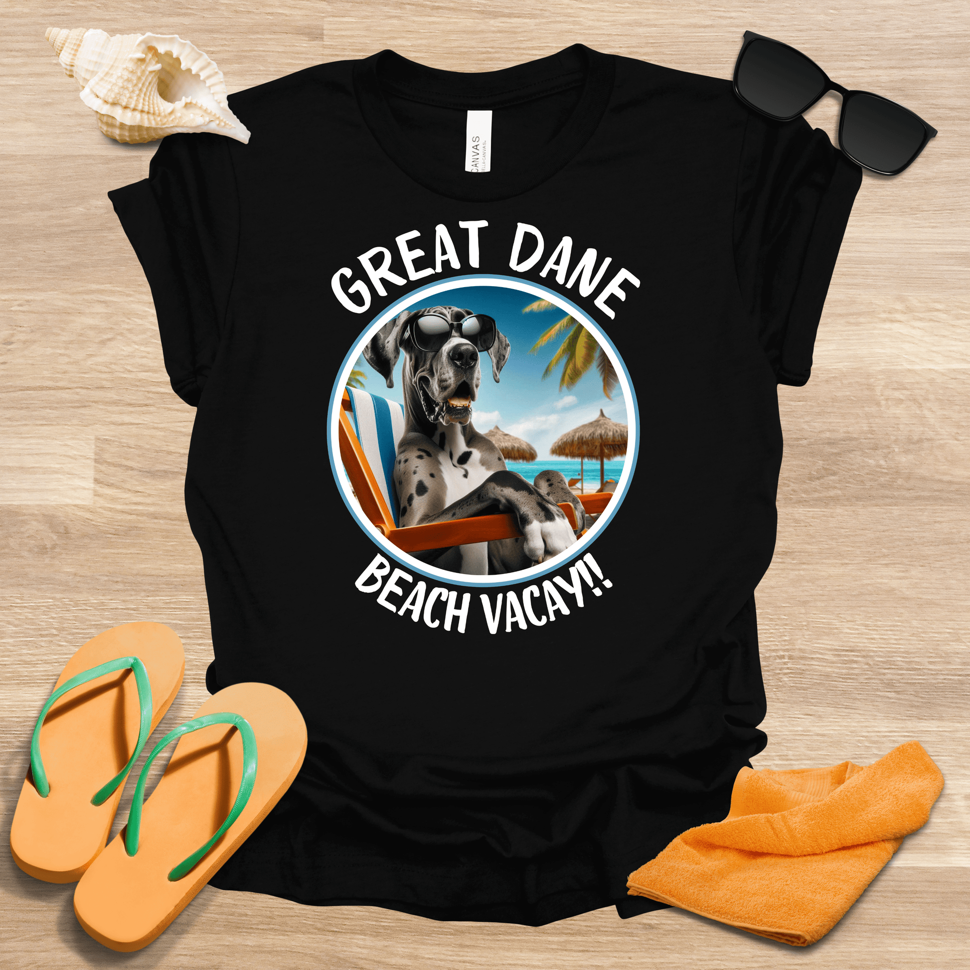 Printify T-Shirt Great Dane Beach Vaycay Unisex Jersey Short Sleeve Tee