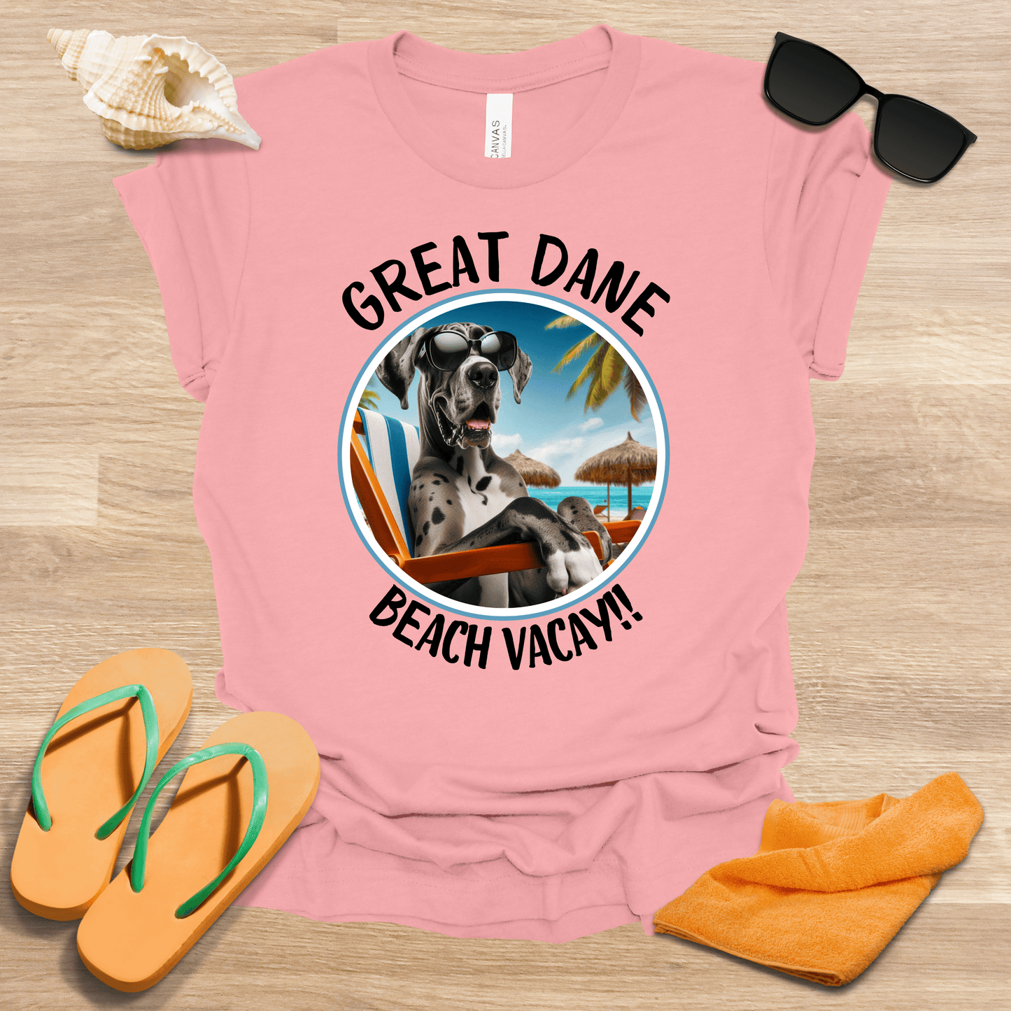 Printify T-Shirt Great Dane Beach Vaycay Unisex Jersey Short Sleeve Tee