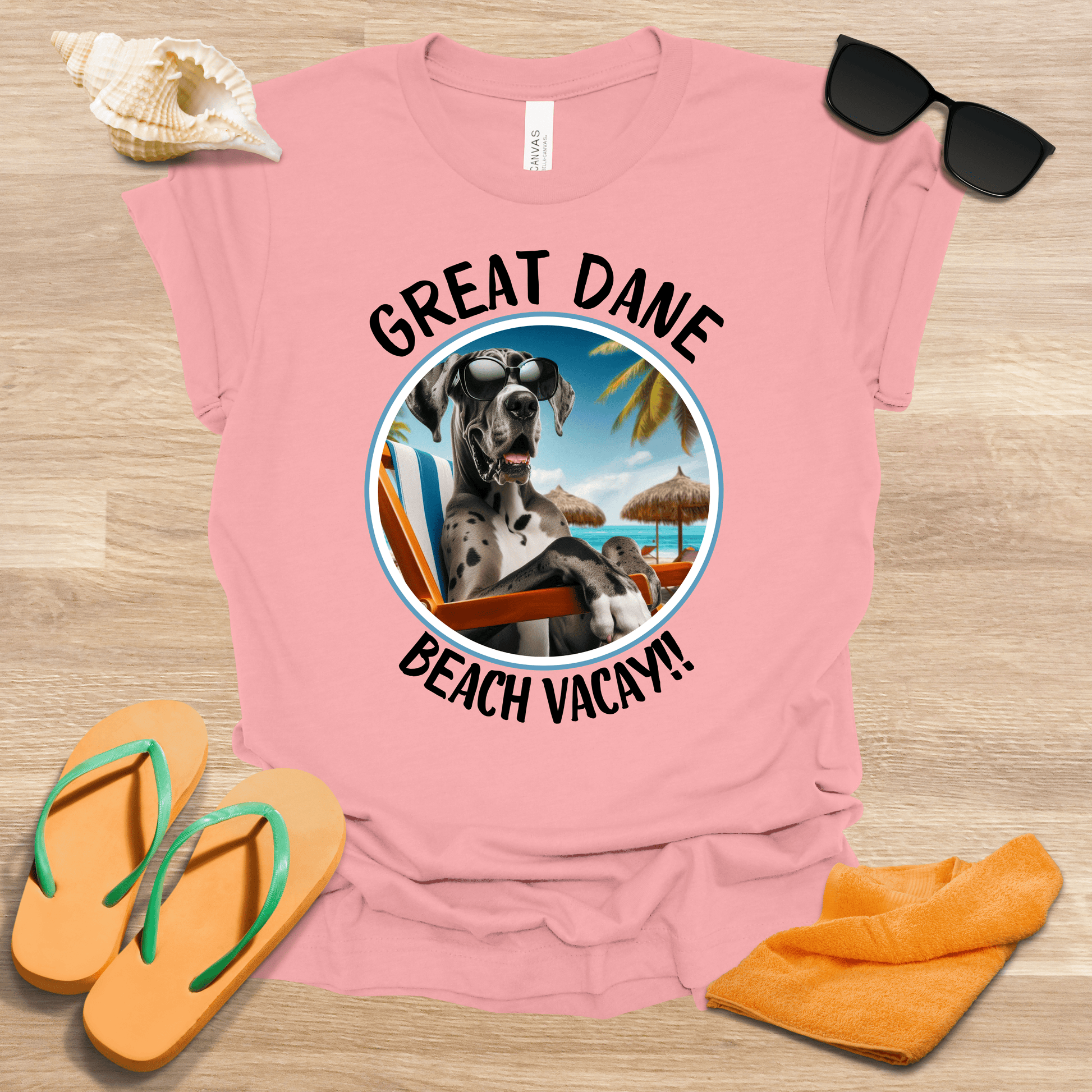 Printify T-Shirt Great Dane Beach Vaycay Unisex Jersey Short Sleeve Tee