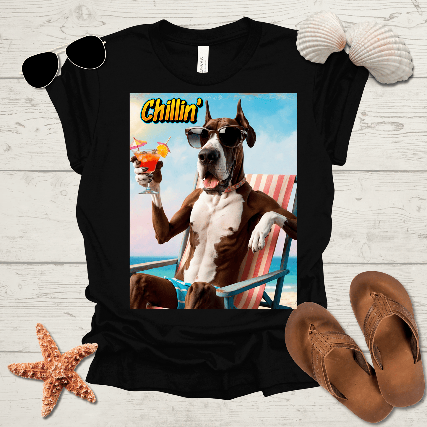 Printify T-Shirt Great Dane Chillin' Unisex Short Sleeve Tee